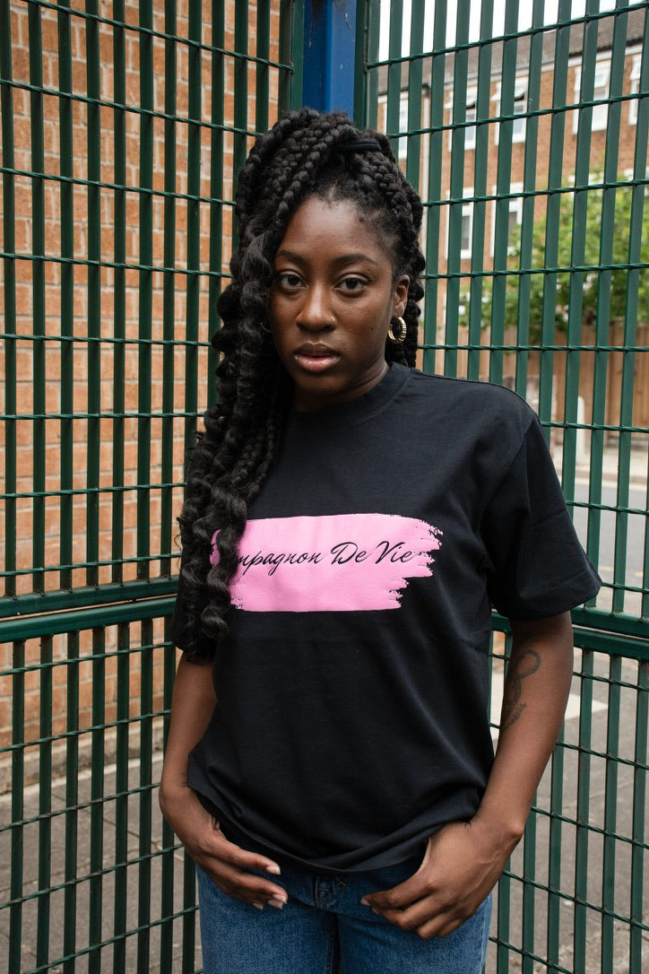 Black COMPAGNON DE VIE T-shirt couple streetwear London premium cotton