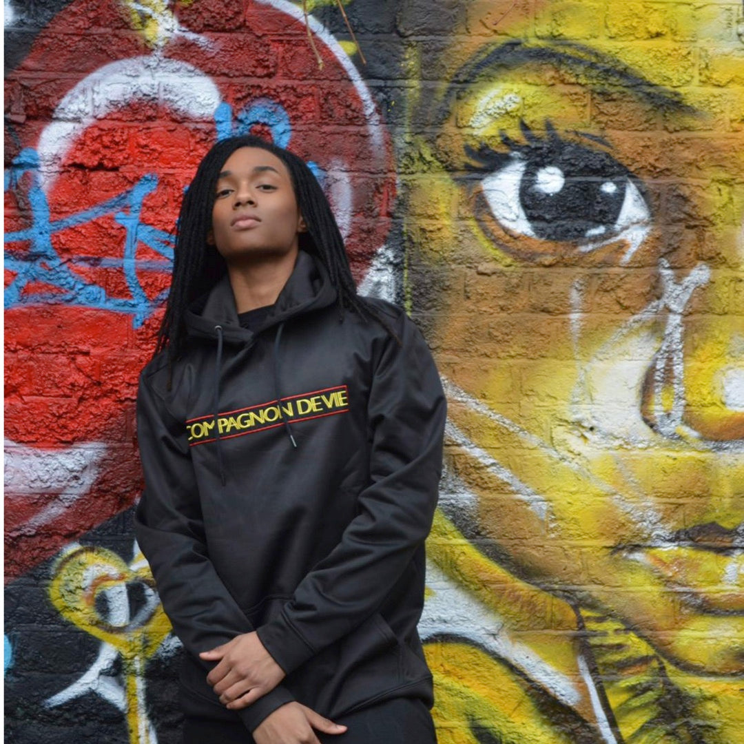 Black box logo hoodie COMPAGNON DE VIE premium streetwear