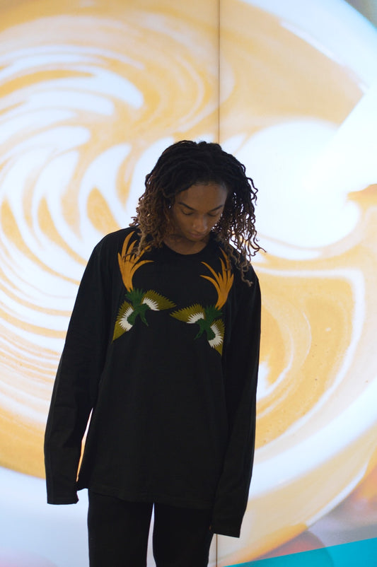 Black lover bird long sleeve T-shirt COMPAGNON DE VIE London streetwear